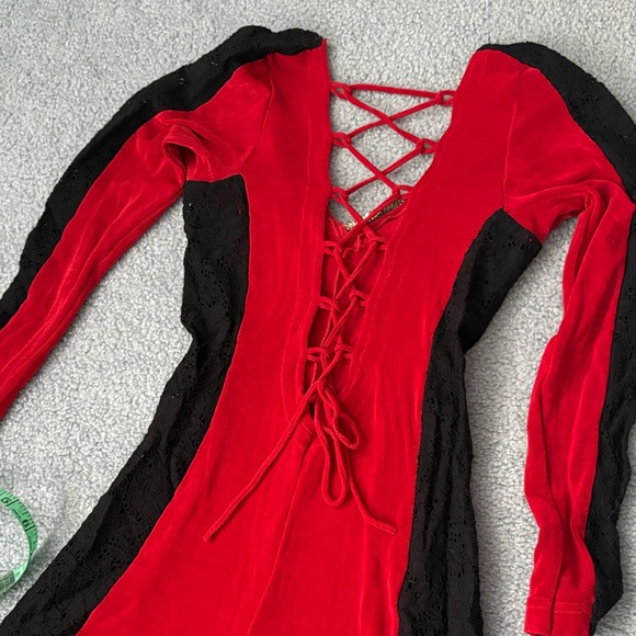 Red and Black Jumpsuit with Gold Accents - Picture 7 of 16